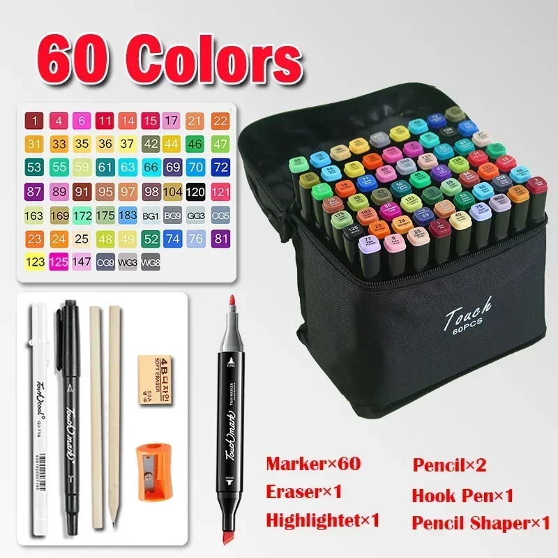 168 Color Marker Pen Set Manga Double-Headed Comic