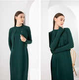 AS woman clothes maxi satin dress / knitted