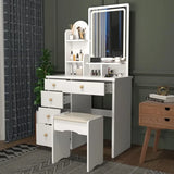 Makeup Vanity Set with Drawer and Shelf, Wood