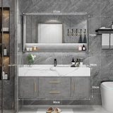 Marble Bathroom Cabinet Combination Solid Wood Intelligent Simple