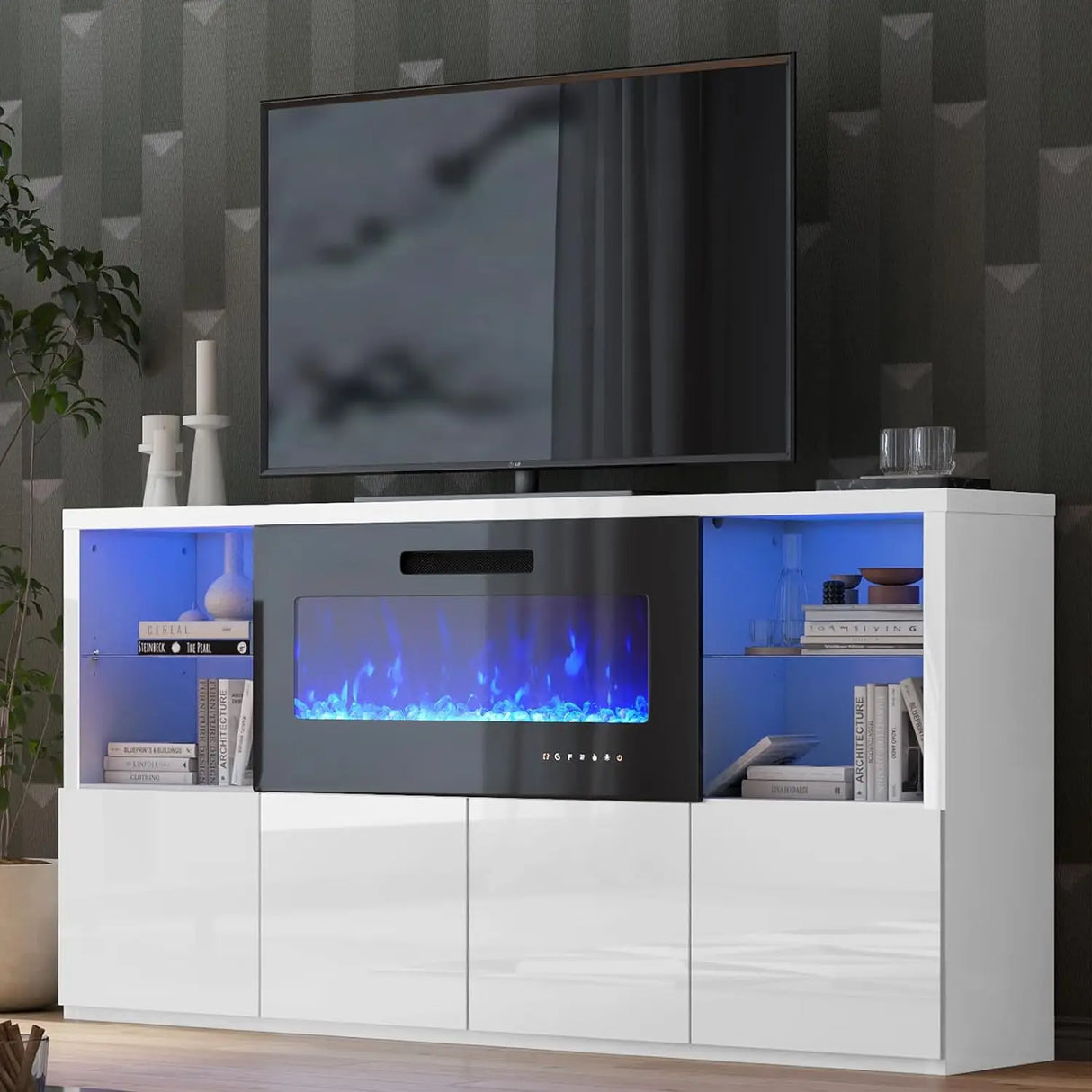 68'' Fireplace TV Stand with 40'' Fireplace, Modern