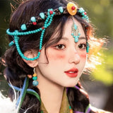 Turquoise Forehead Chain Ethnic Headband Festival Wedding Hair