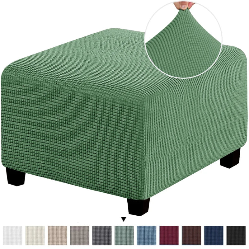 Square Footstool Cover Stretch Polar Fleece Ottoman Cover