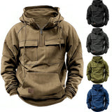 Loose Sweatshirt Men Pullover Solid Color Black Blue