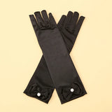 1 Pair Bow Satin Gloves for Kids - Stage Dance & Wedding Accessories