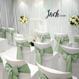 10PCS 17x275cm Sage Green Satin Chair Sashes Bows