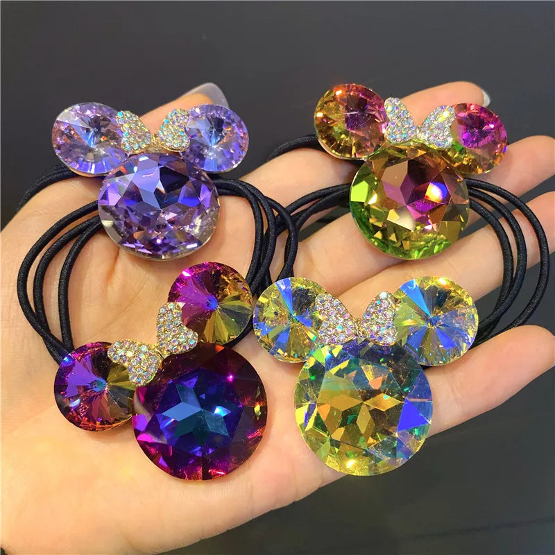 Cute Girls Elastic Hair Band Square Elegant Rhinestone