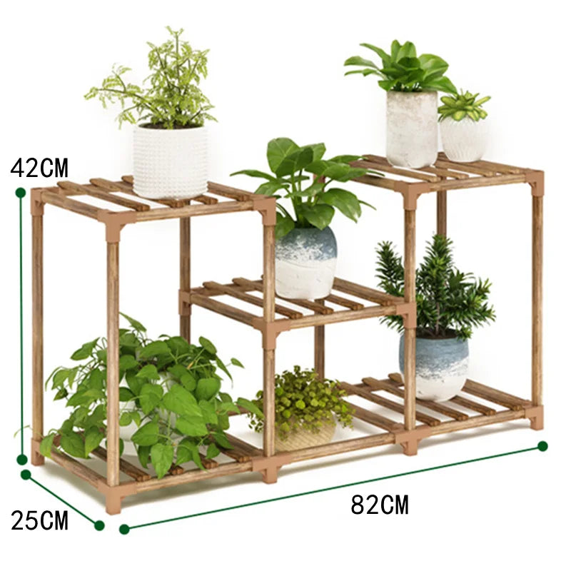 4/5-Shelves Plant Flower Stand Indoor Outdoor Wooden Plants