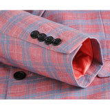 Red Striped Plaid Suit 2 Piece Men's Wedding