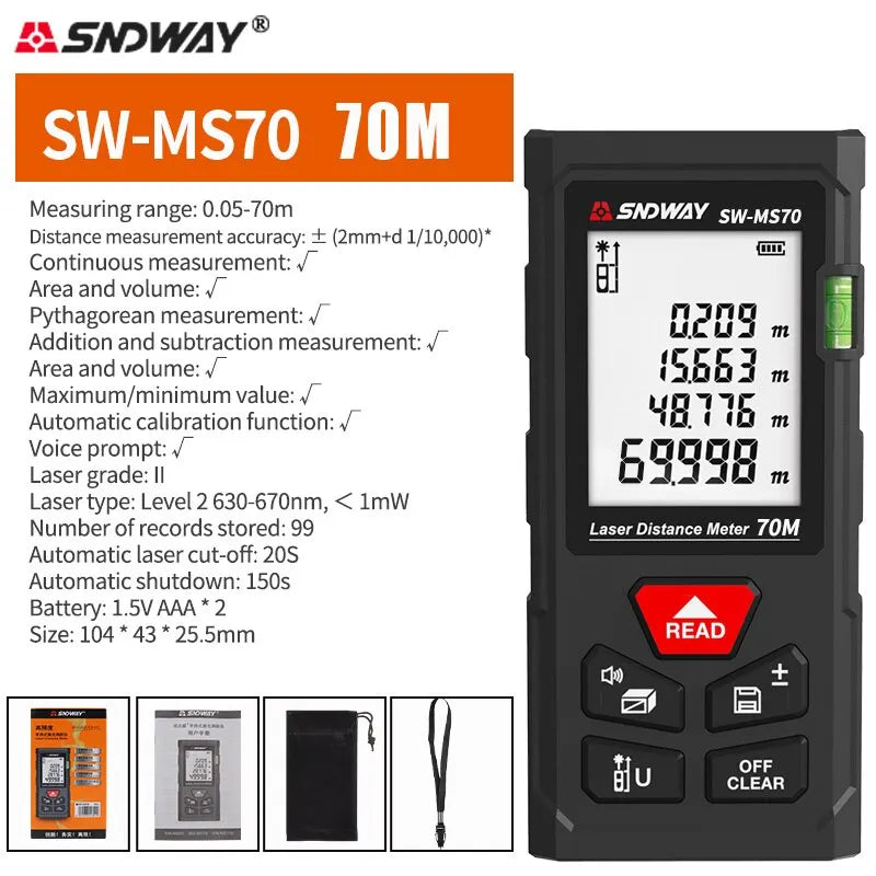 SNDWAY Laser Distance Meter Digital Rangefinder Mini Laser