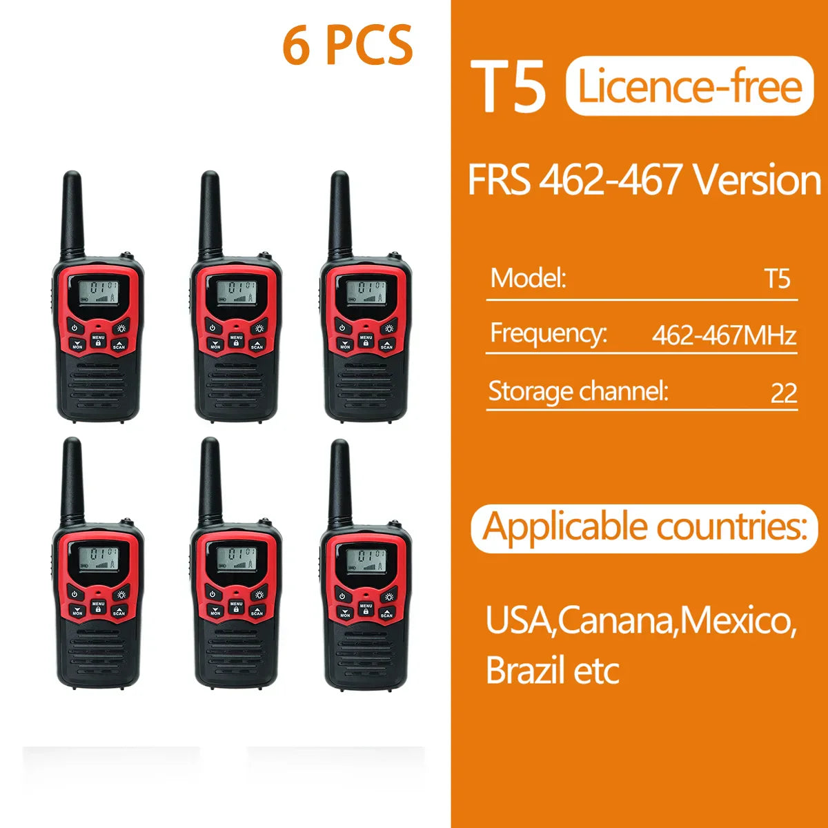 2/4/6 PCS ABBREE Walkie Talkie PMR/FRS UHF Mini