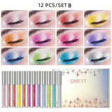 QIBEST 12 Colors Glitter Liquid Eyeshadow Waterproof Metallic