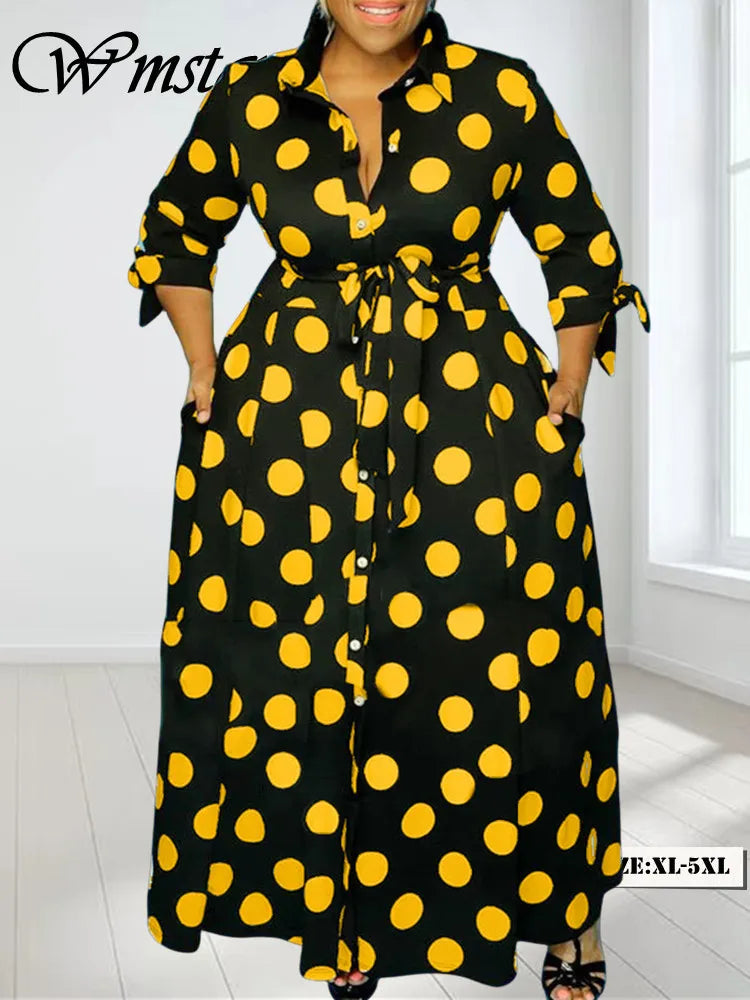 Wmstar Plus Size Dresses for Women Dot Printed