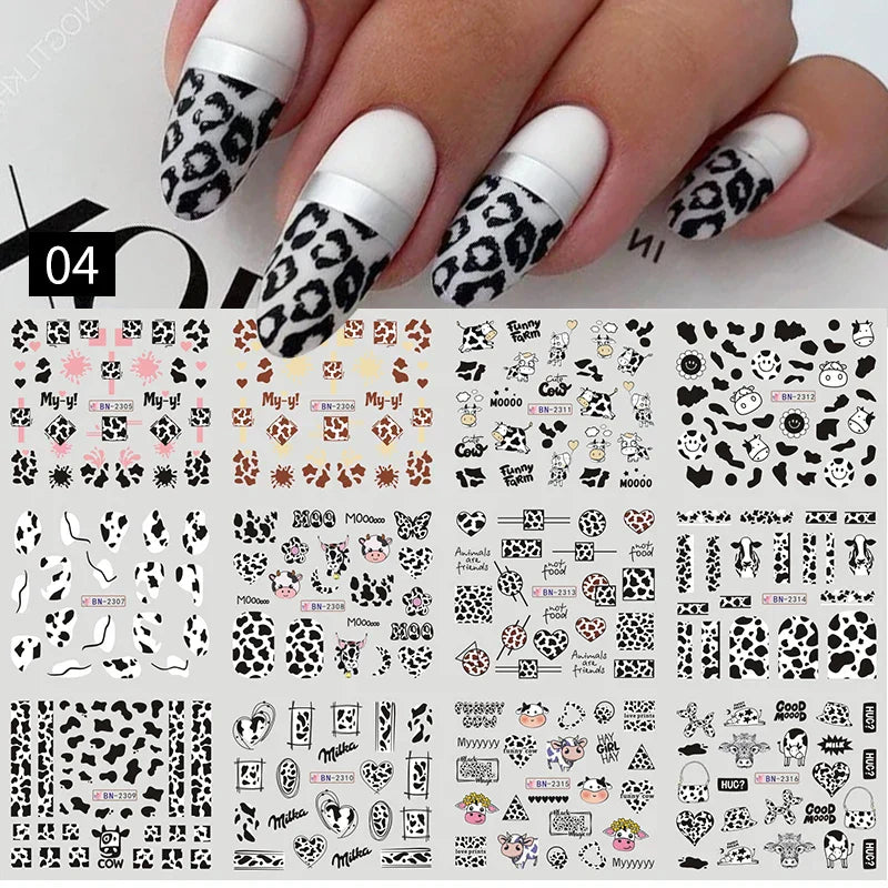 12 Designs Nail Stickers Set Mixed Floral Geometric