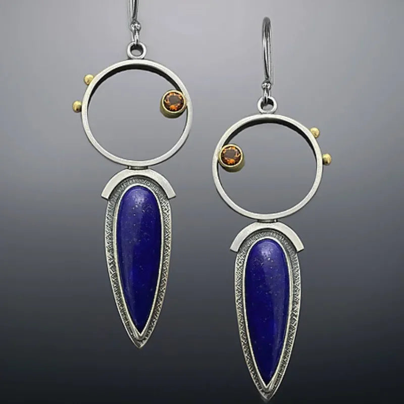 Bohemian Water Drop Blue Stone Earrings for Women