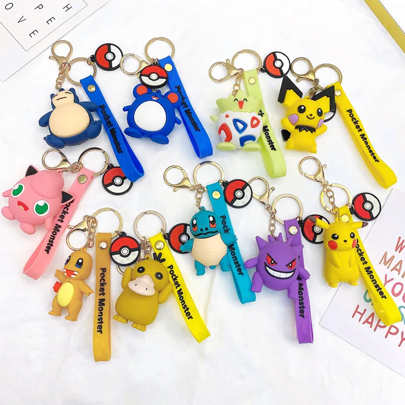 Pokemon Keychain Anime Figures Pikachu Cartoon Key Chain