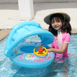 Cartoon Inflatable Baby Swim Ring Seat Floating Sunshade