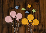 1 Set Handmade Wool Felt Stars & Moon Newborn Photography Props