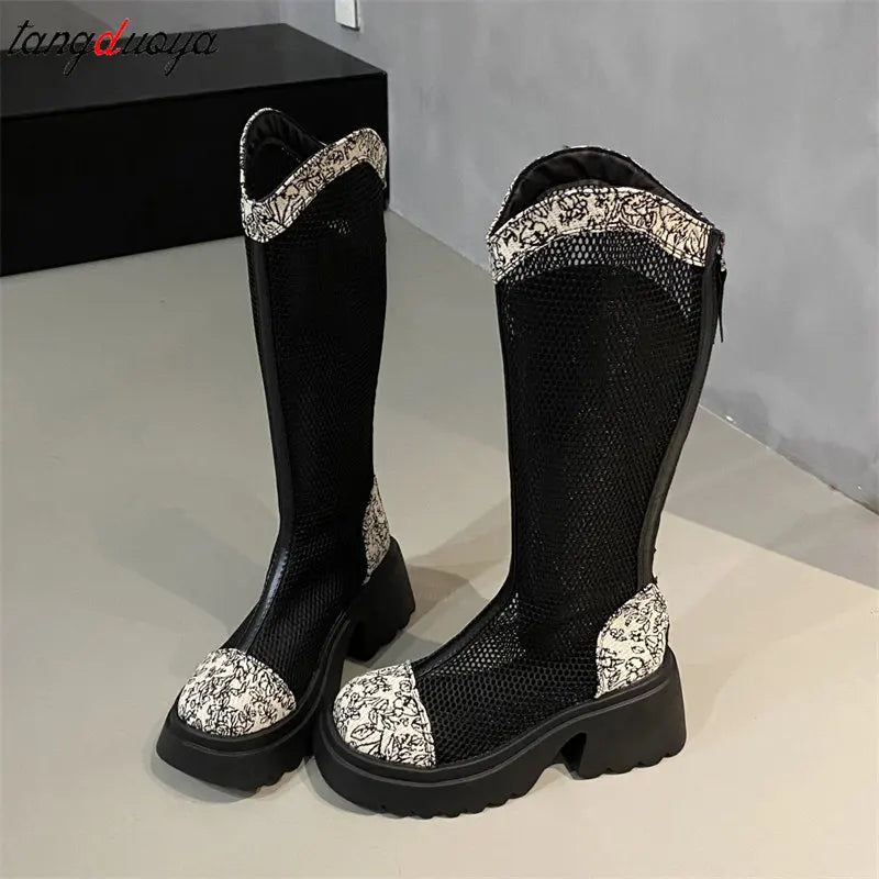 2024 summer New Boots Women's Thickheeled Thicksoled Inner