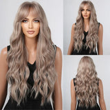 Ginger Curly Synthetic Wigs for Women Long Natural