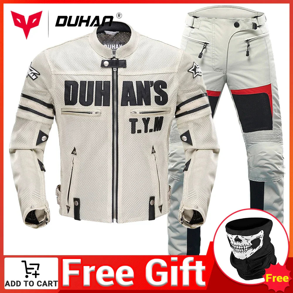 DUHAN Motorcycle Jacket Men Motorcycle Armor Protector DUHAN Pants Moto Cycling Jacket Motocross Chaqueta Summer Riding Clothes