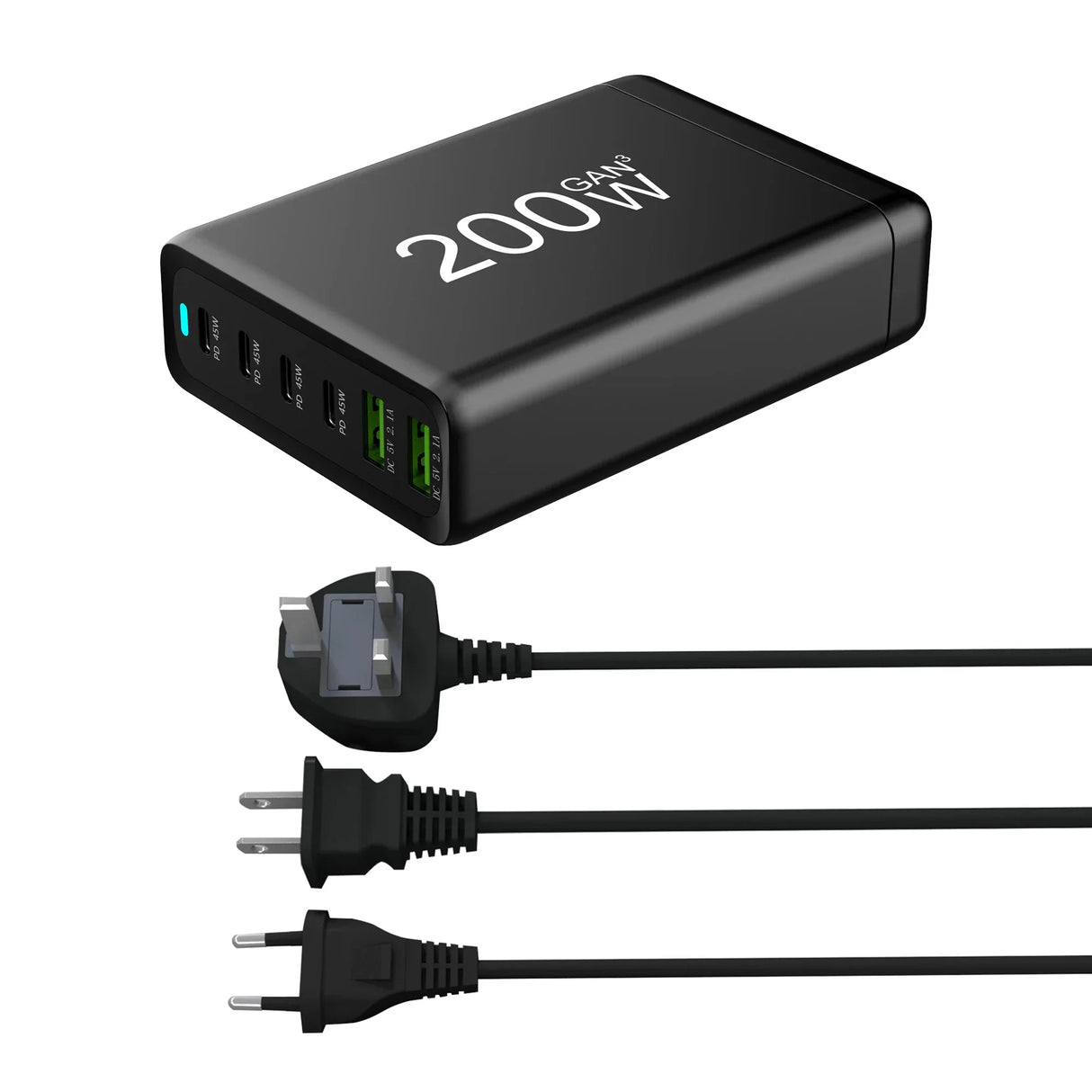 100W 120W 200W GaN Charger 6 Ports USB