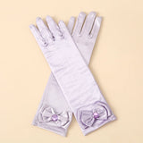 1 Pair Bow Satin Gloves for Kids - Stage Dance & Wedding Accessories