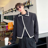 IEFB Men's Jacket Single Button Contrast Color Edge