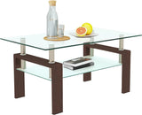 Rectangle Glass Coffee Table-Modern Center Side Coffee Table