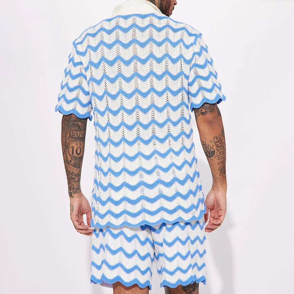 2024 Summer New Casual Suit Men's Streetwear Contrasting