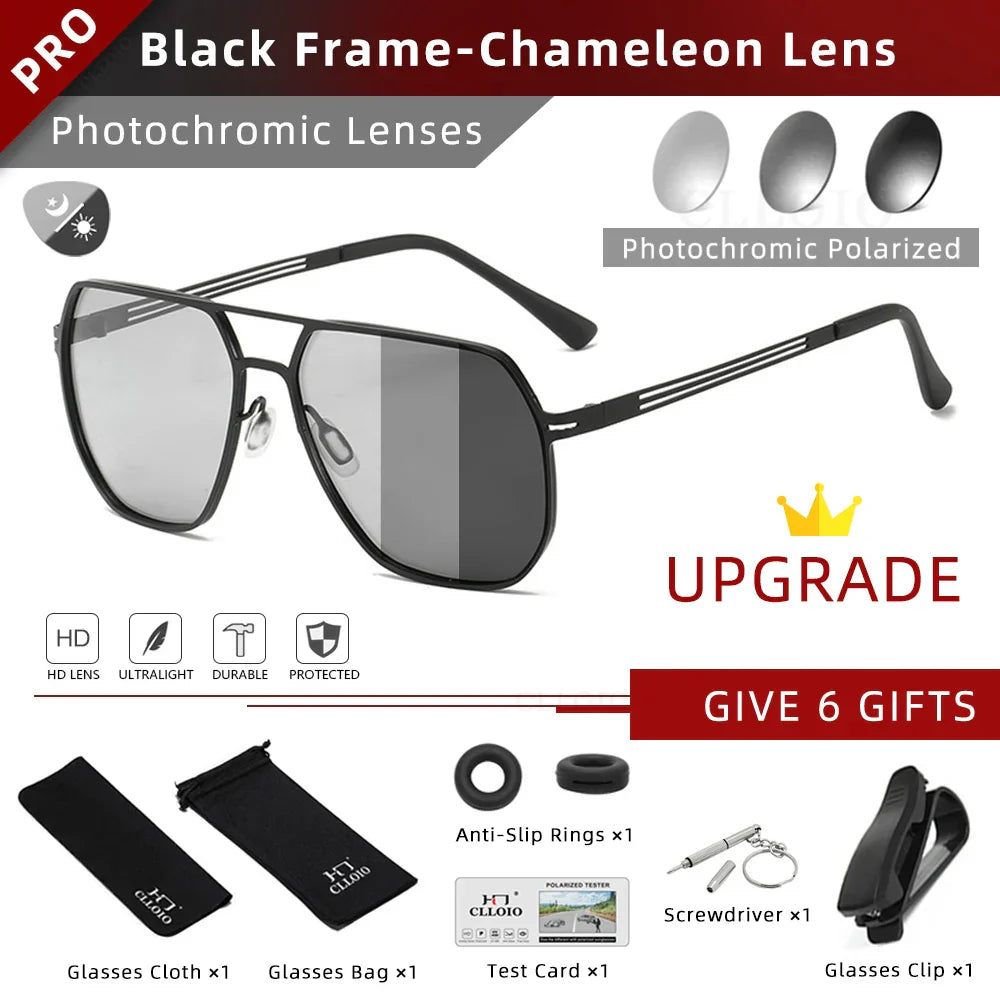 CLLOIO Fashion High Quality Photochromic Sunglasses Men Women