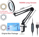 72LED 10X NEW Illuminated Magnifier USB 3 Colors