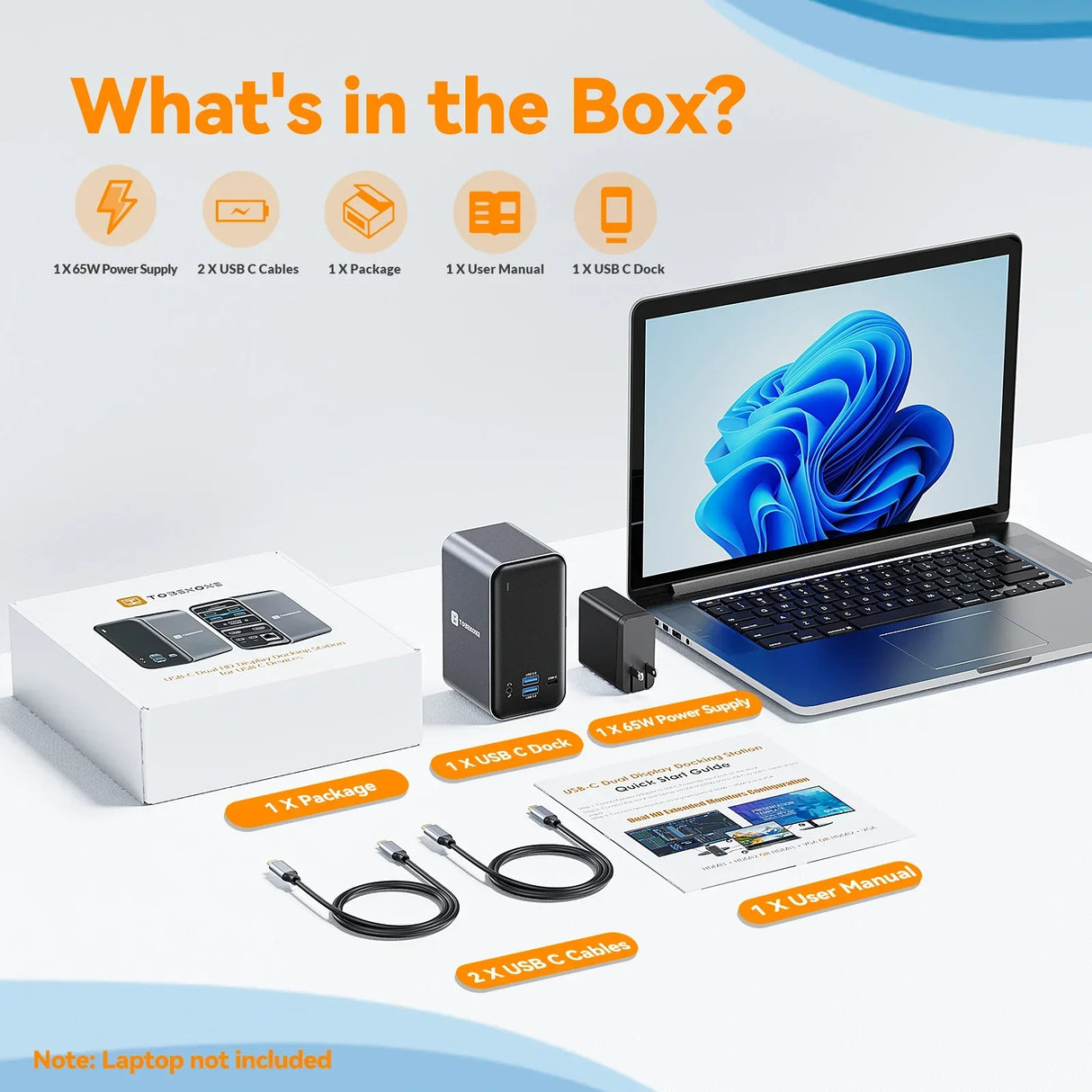 Tobenone Docking Station 4K/60Hz Dual Monitor Display With