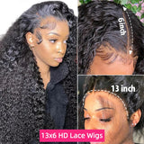 YAWAWE Water Wave 13x6HD Lace Frontal Wigs Brazilian