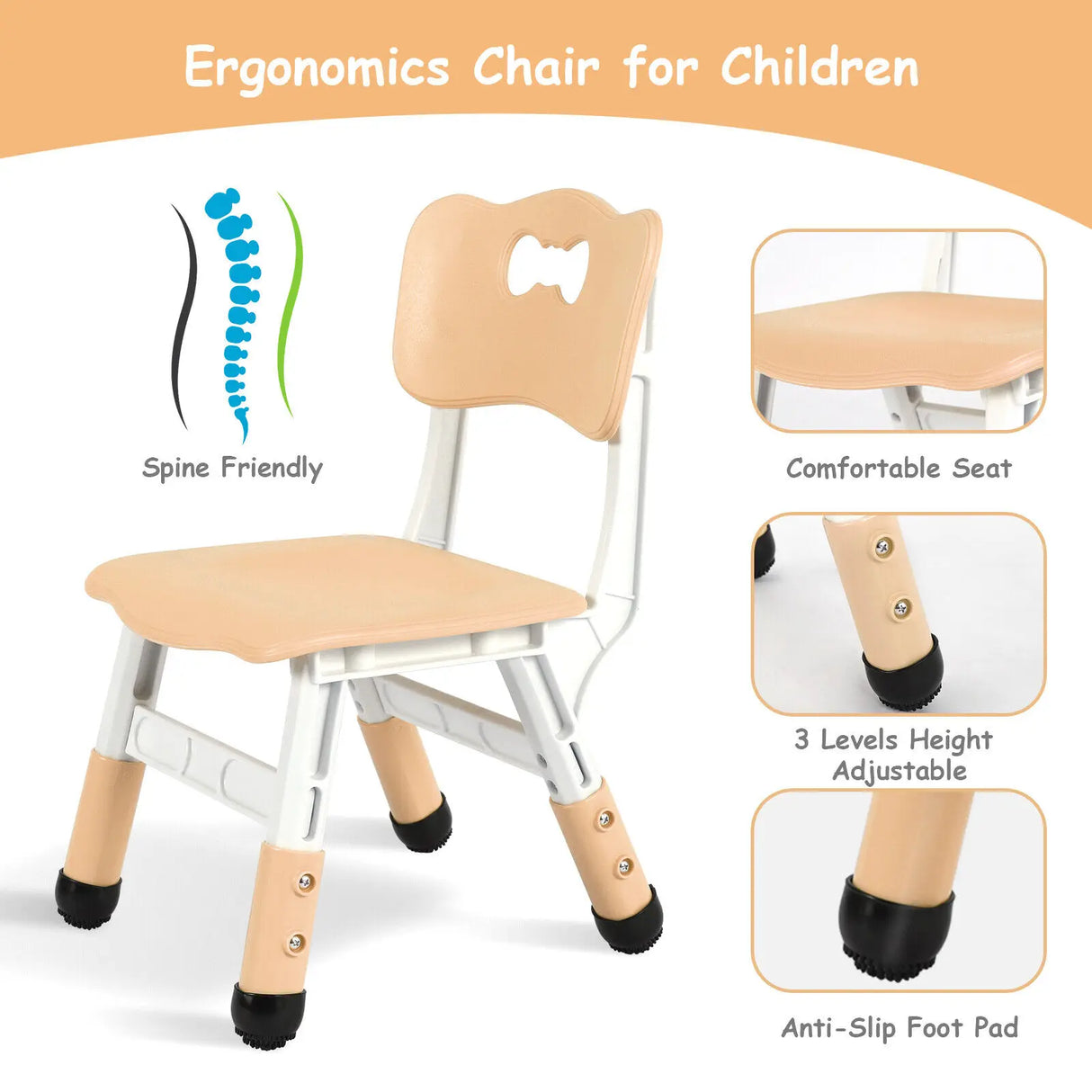 Kids Study Table and 4 Chair Set Height