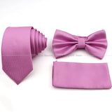 5 Pcs Slim Plaid Tie Set Polyester Pink