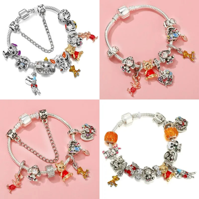 Fit Pandora Winnie the Pooh Charms Bracelet Cute