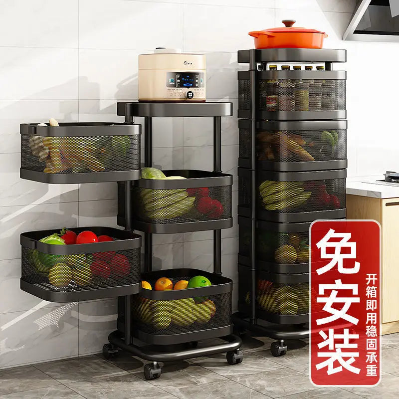 Kitchen 5 Tier Rolling Utility Cart Fruit Storage