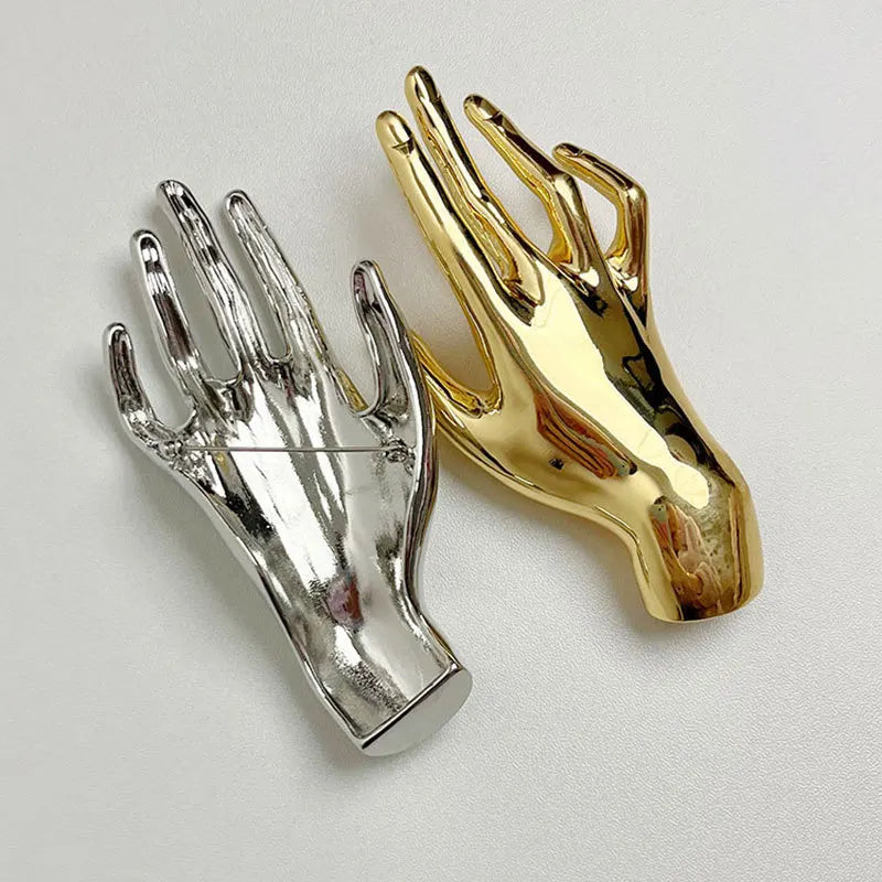 HangZhi Large Smooth Hand Palm Brooch Exaggerated Pin