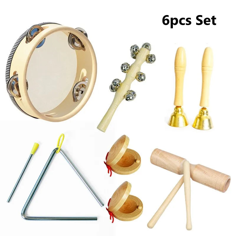 Toddlers Music Toys Set Castanet Sand Hammer Tambourine