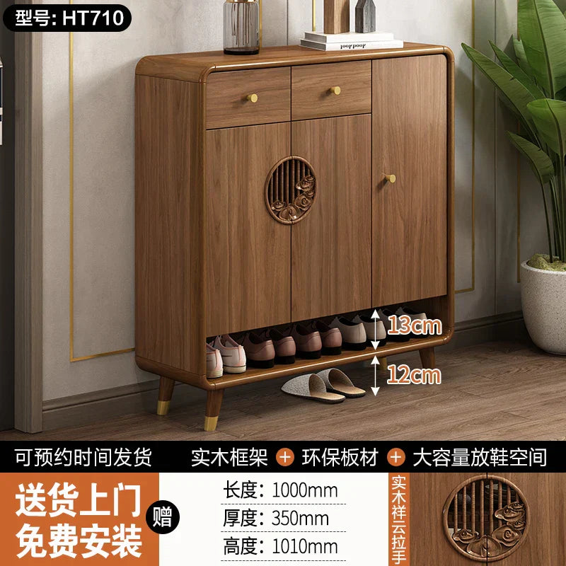Retro Wood Shoe Cabinet Living Room Designer Space