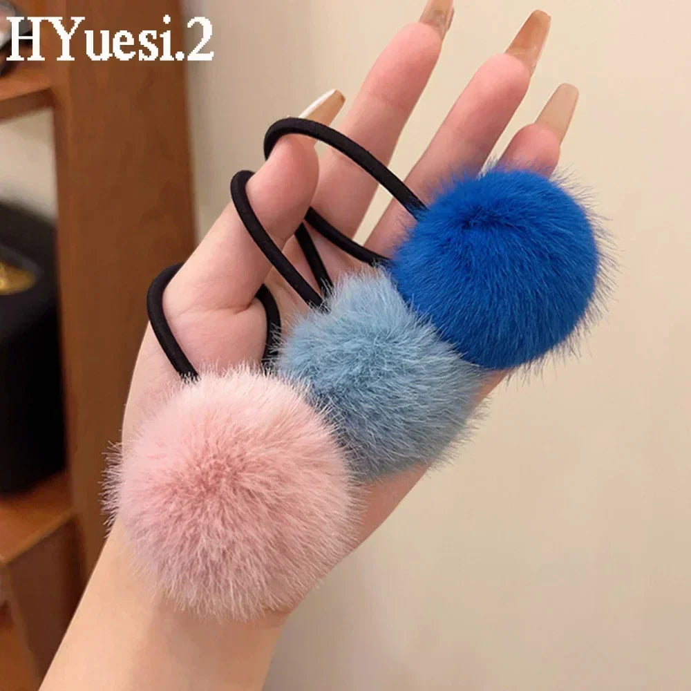 Cute Fur Ball Plush Hair Rope High Elastic