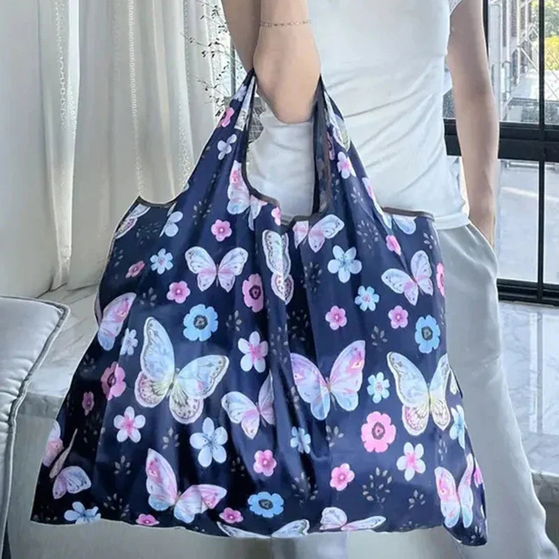 Big Size Thick  Large Tote ECO Reusable Portable Shoulder Women's Handbags Folding Pouch Shopping Bag Foldable 20L