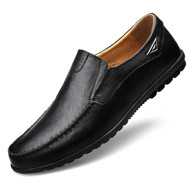 Genuine Leather Men Casual Shoes Brand Soft Italian Men Loafers Moccasins Breathable Slip on Black Driving Shoes Plus Size 37-47