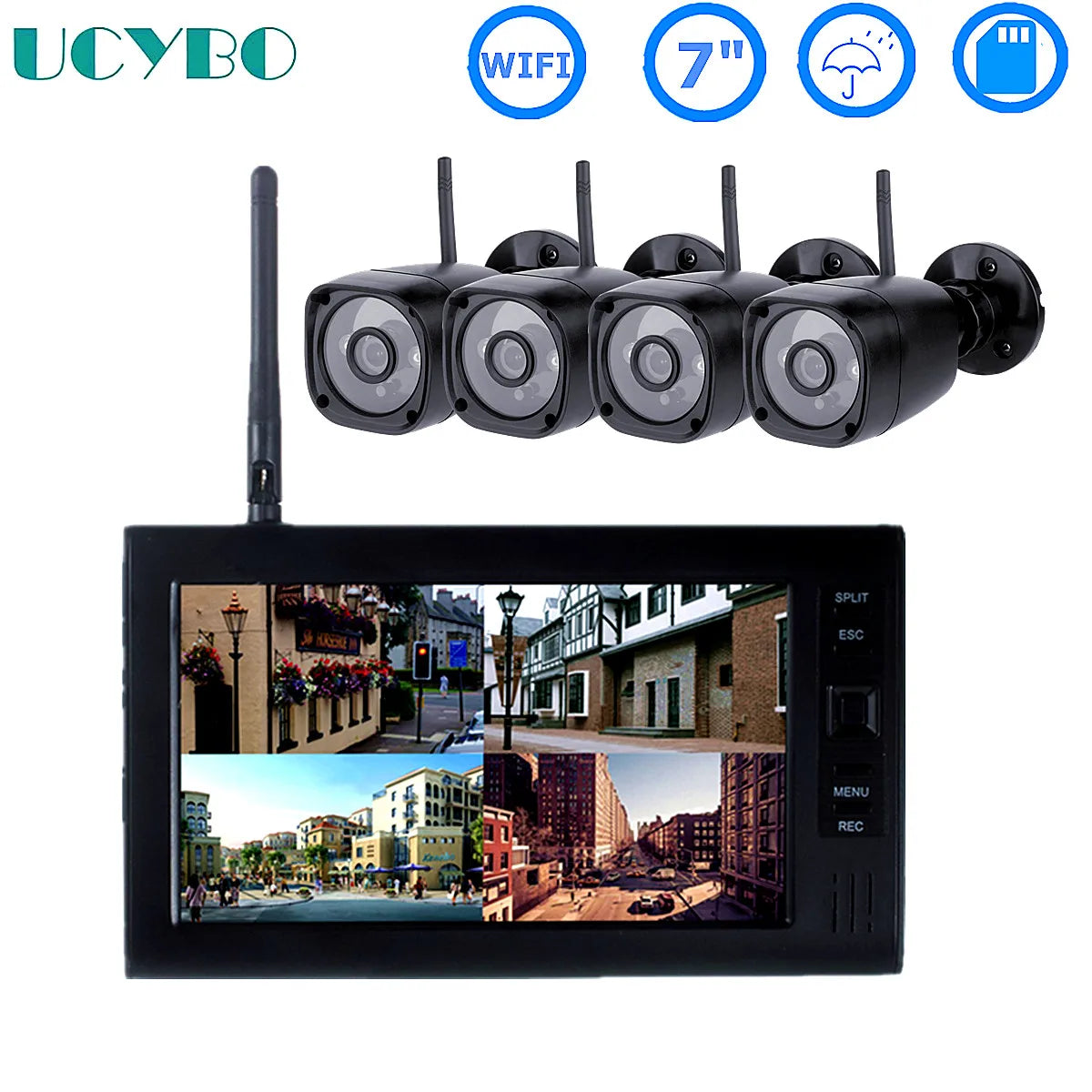7" lcd cctv security system wifi wireless camera