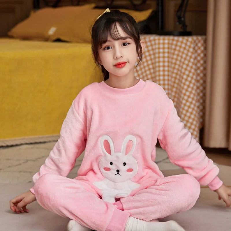 New Winter Kids Pajamas Velvet Thickened Warm Casual