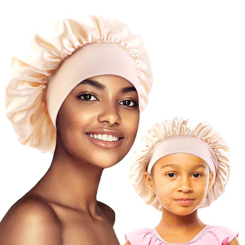 2PCS Mommy and Me set Elastic Band Satin