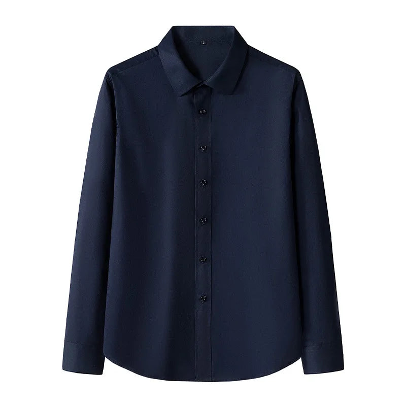 New Solid Color Men's Long-sleeved Shirt Business Casual