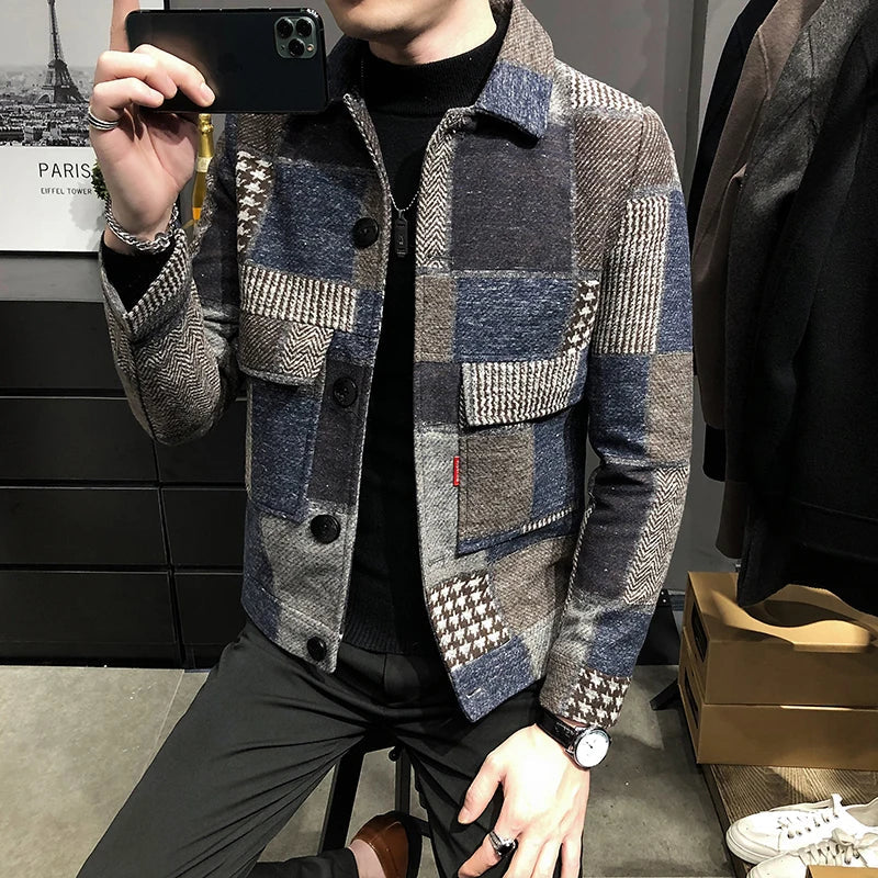 New Hombre Korean Casual Men Stitching Jacket Slim