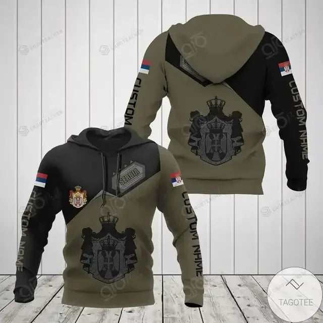 Serbia 3D hoodie National Flag Emblem Zipper Hoodie